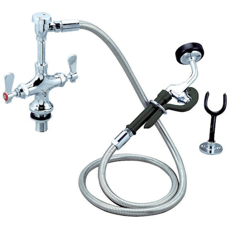 Bk Resources Optiflow Utility Spray Faucet, Deck Mount, Dual Valve, SS Braided Hose BKF-DDMUS-G